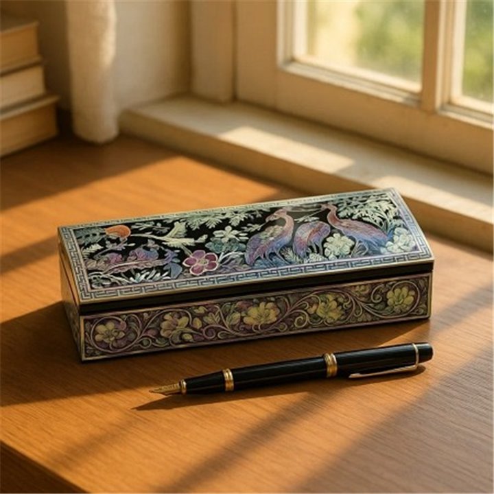 MOP Shell Pencil Case - Crane design