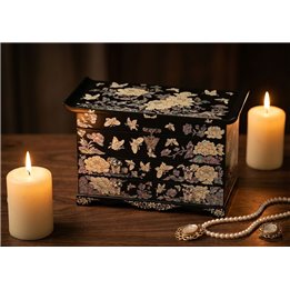Matte Mother-of-Pearl Jewelry Box with 4 Drawers