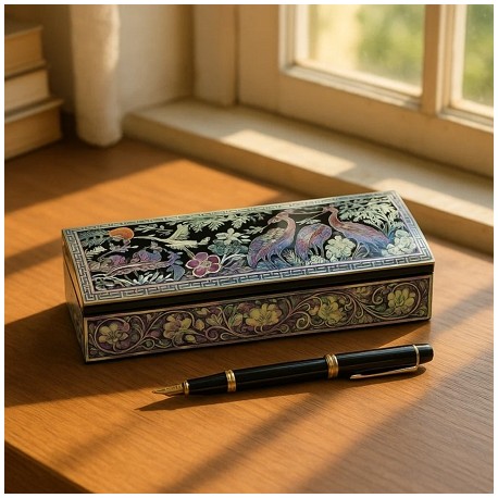 MOP Shell Pencil Case - Crane design