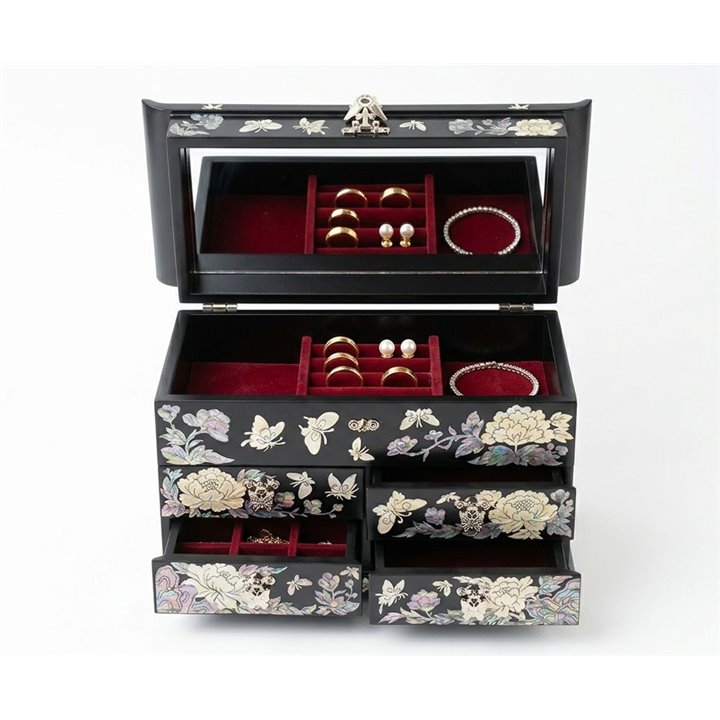 Matte Mother-of-Pearl Jewelry Box with 4 Drawers