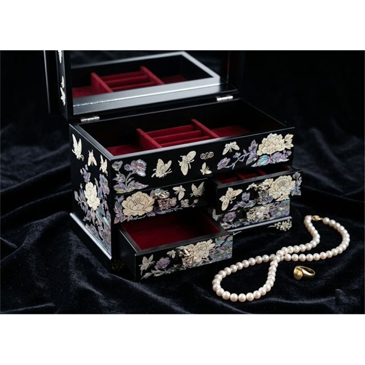 Matte Mother-of-Pearl Jewelry Box with 4 Drawers