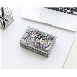Crane and Fine Tree - Korean Mother-of-Pearl Najeonchilgi Keepsake Business Card Box