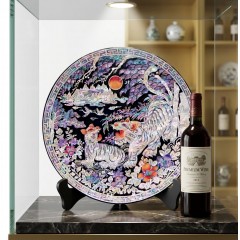 Najeon Tiger Round Mother-of-Pearl Lacquerware Tray