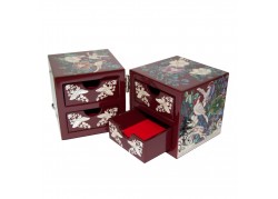 Double Gate Jewelry Box Korean Traditional Mother of Pearl - Bird design