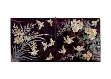 Double Gate Jewelry Box Korean Traditional Mother of Pearl - Butterfly design