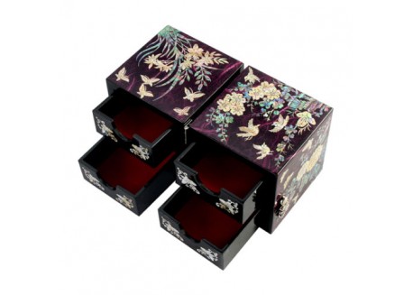 Double Gate Jewelry Box Korean Traditional Mother of Pearl - Butterfly design