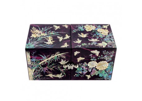 Double Gate Jewelry Box Korean Traditional Mother of Pearl - Butterfly design