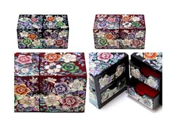 Double Gate Jewelry Box Korean Traditional Mother of Pearl - Crane design