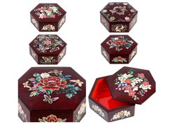 JEWELRY BOX KOREAN TRADITIONAL MOTHER OF PEARL -  Crane design