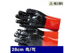 SJ 8601407 PVC Coated Gloves 28cm Black/Red (10EA)